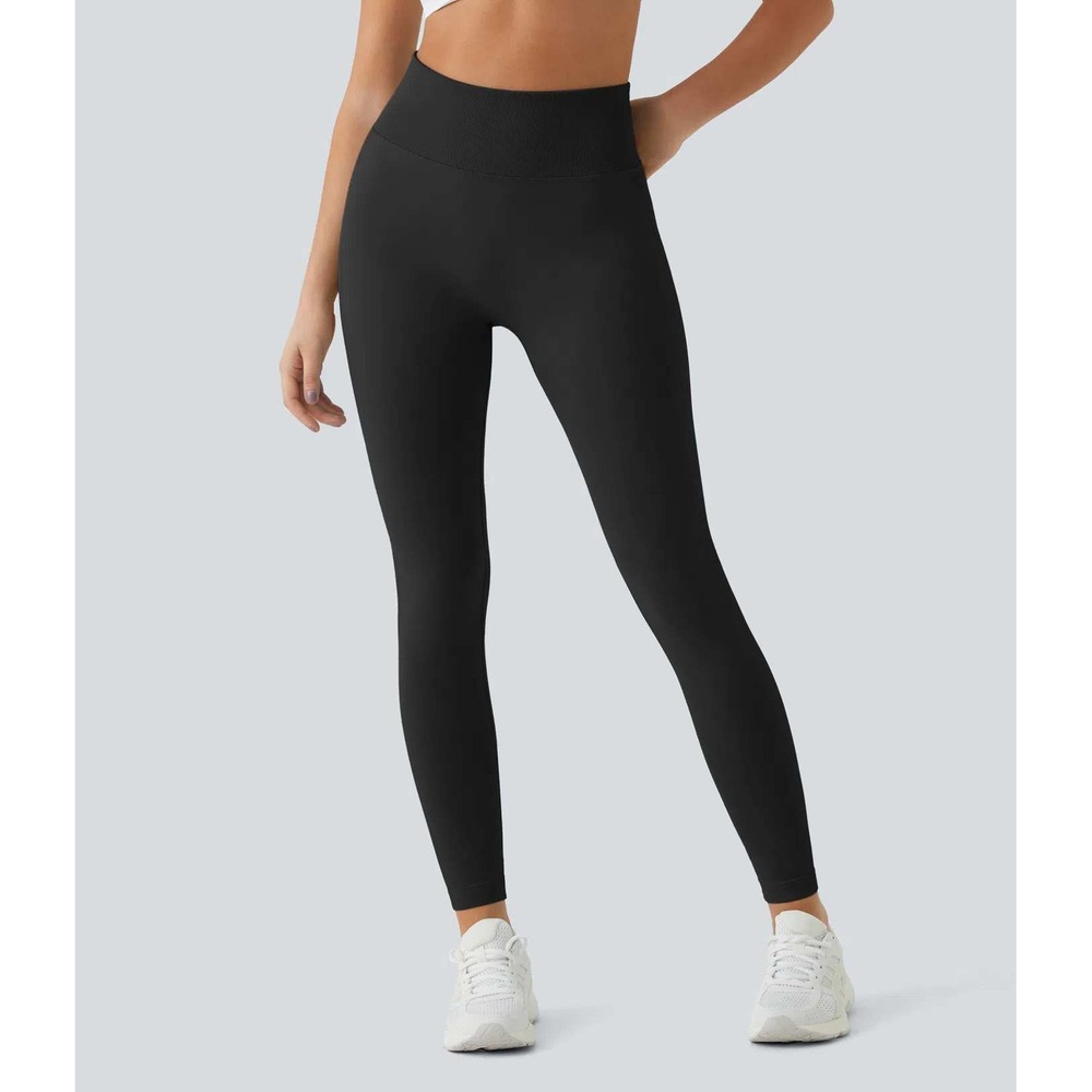 Halara Seamless Flow High Waisted Booty Scrunch 7/8 Leggings Black XS‎ NWT